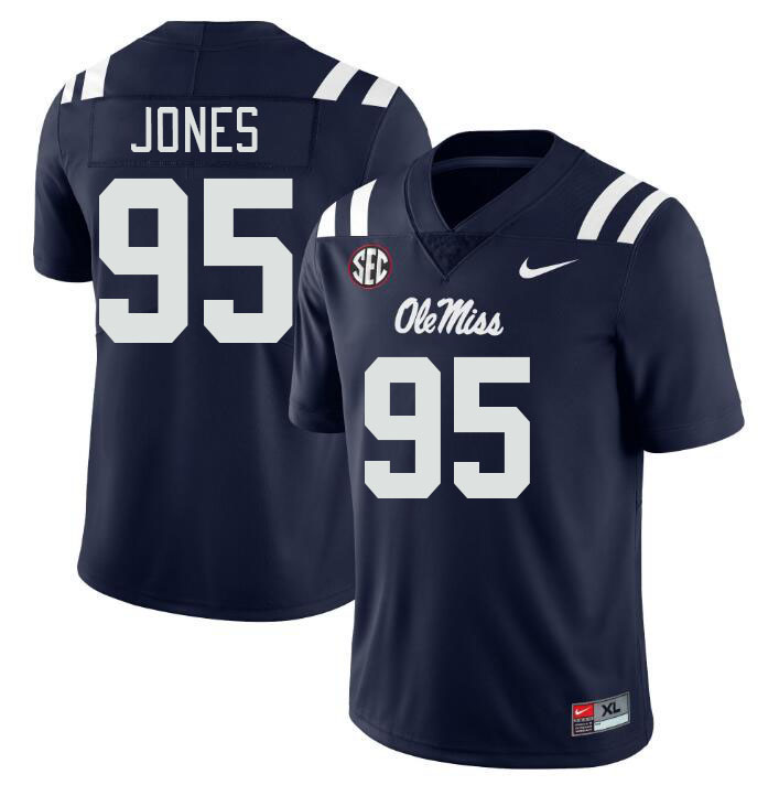 Ole Miss Rebels #95 Benito Jones College Football Jerseys Stitched Sale-Navy
